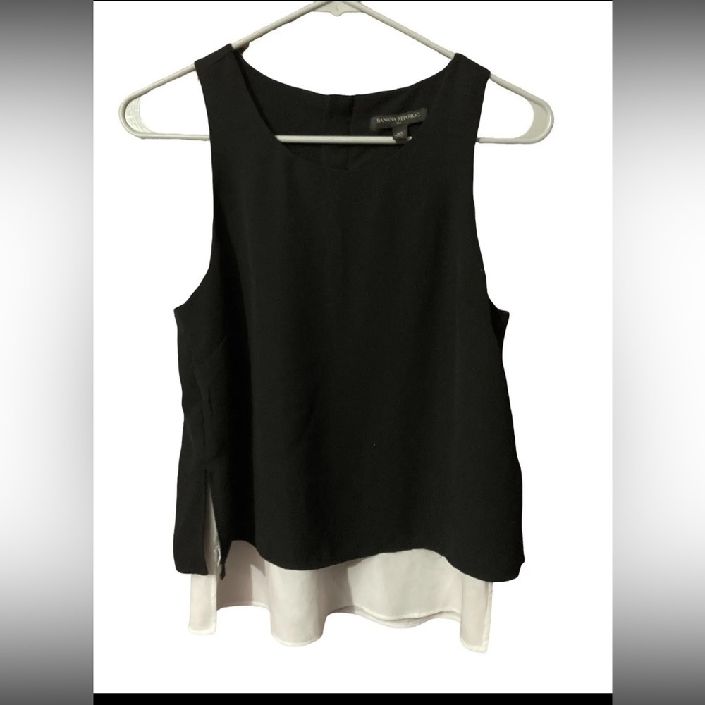 BANANA Republic Womens XS Black & White Layered Tank Top Zip Closure